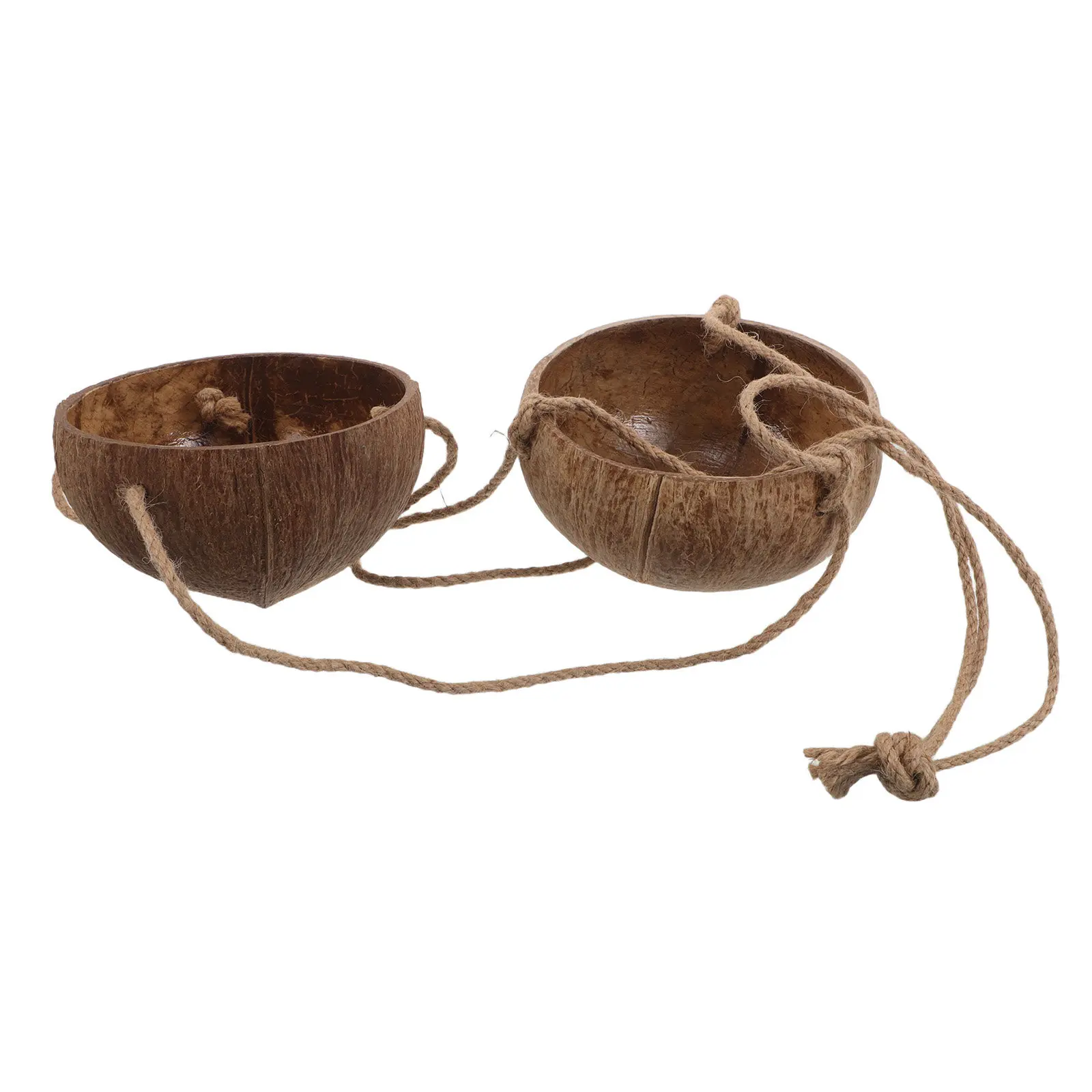 Double-Layer Coconut Shell Hanging Planter Natural Decorative Flower Pot Indoor Vertical Hanging Basket for Bedroom Living Room