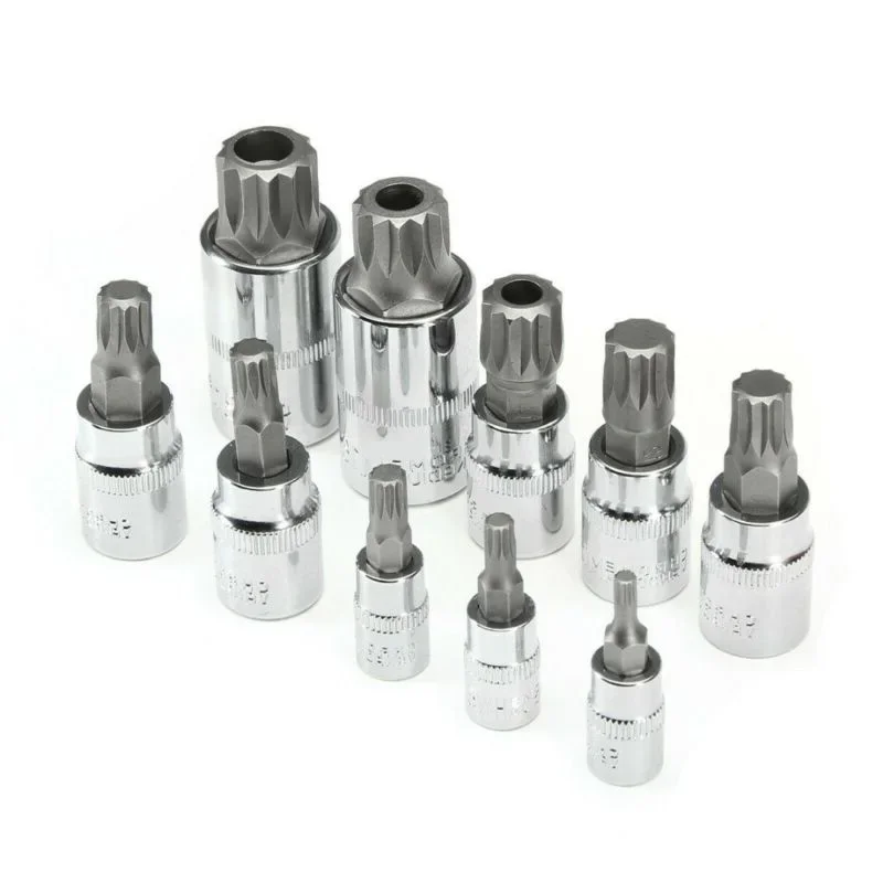 10pcs Set XZN 12 Point Spline Bit Socket  S2 Steel 4-18mm Auto Car Anti-Rust Ratchets Wrench Hand Tools High Hardness