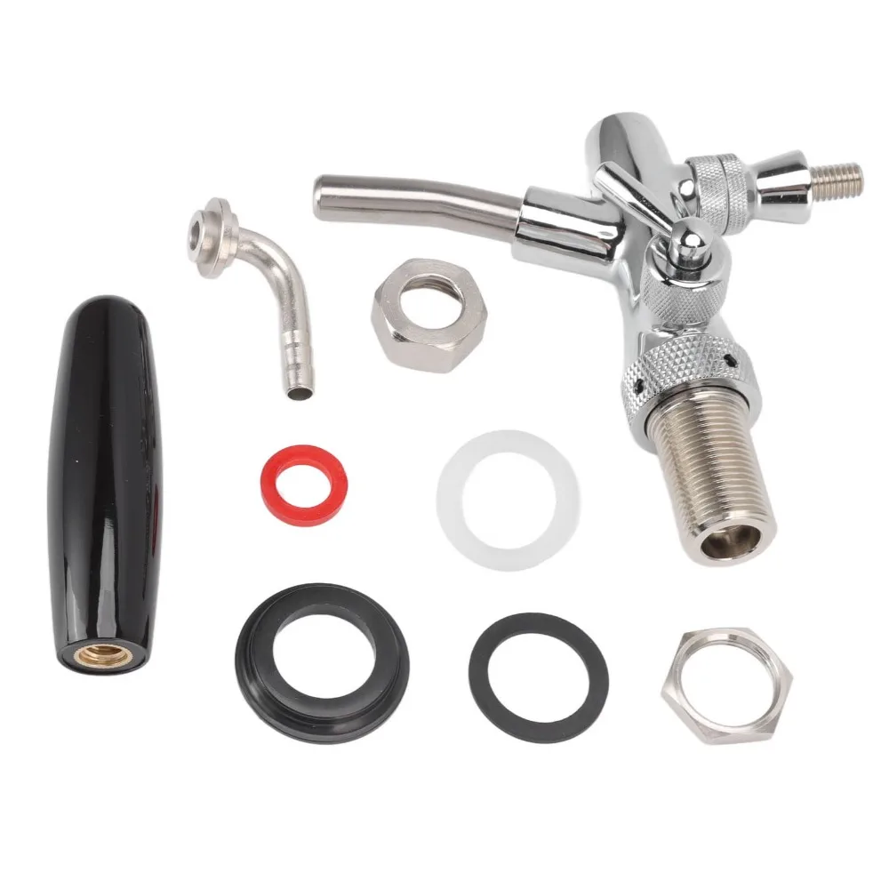 9 piece Stainless Steel Beer Tap Faucet G5/8 Thread Chrome Plating Beer Flow Control Adjustable Flow Draft Beer Dispenser Hotel