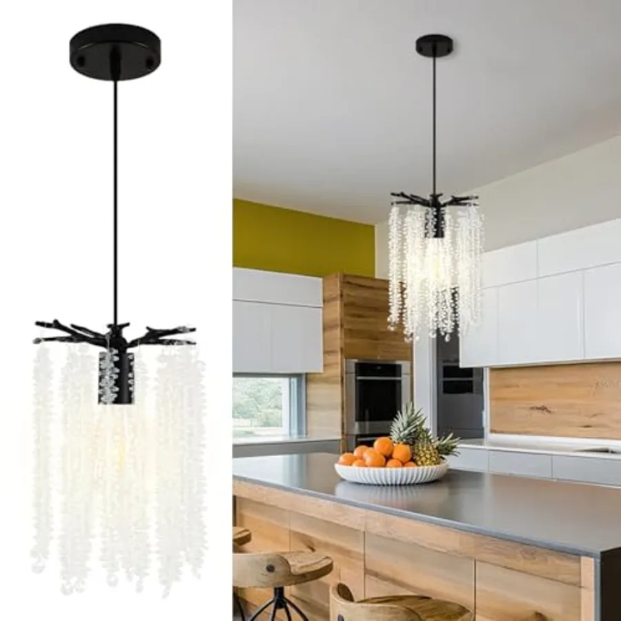 

Crystal Chandelier, 7.9" Black Tree Branch Chandelier, Modern Chandeliers for Dg Room, Bedroom Room, Kitchen Island, Livg Room,