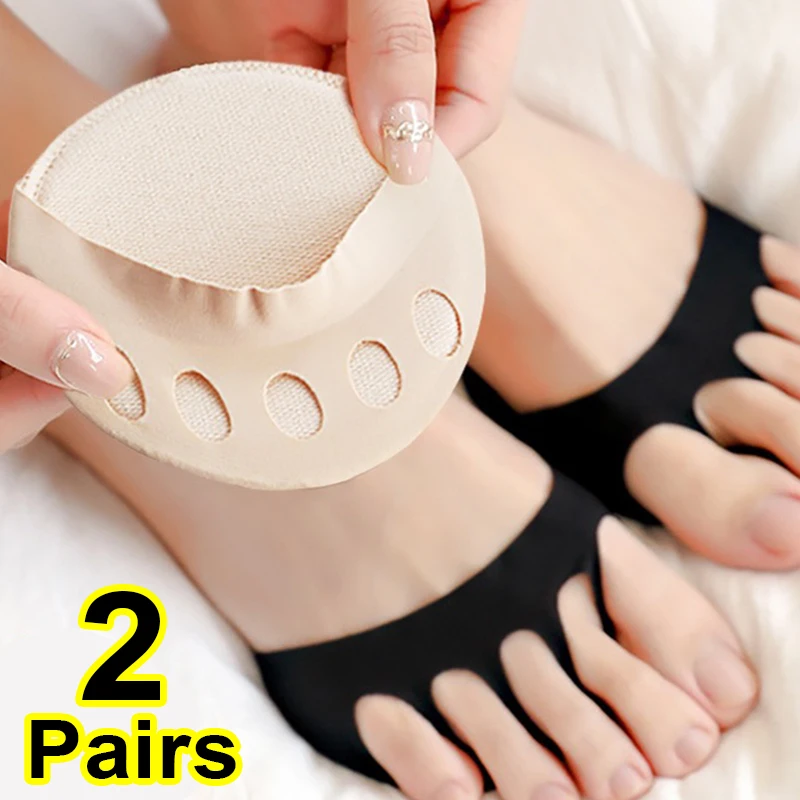 Five Toes Forefoot Pads Women High Heels Non-slip Half Insoles Calluses Corns Foot Pain Care Absorbs Shock Socks Toe Pad Inserts