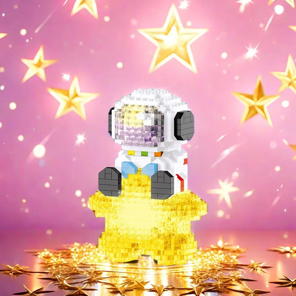 LED Micro Mini Building Blocks Toys Cosmic Astronaut: Day and Night Lightplay, Educational Puzzle Toys for Brain Development