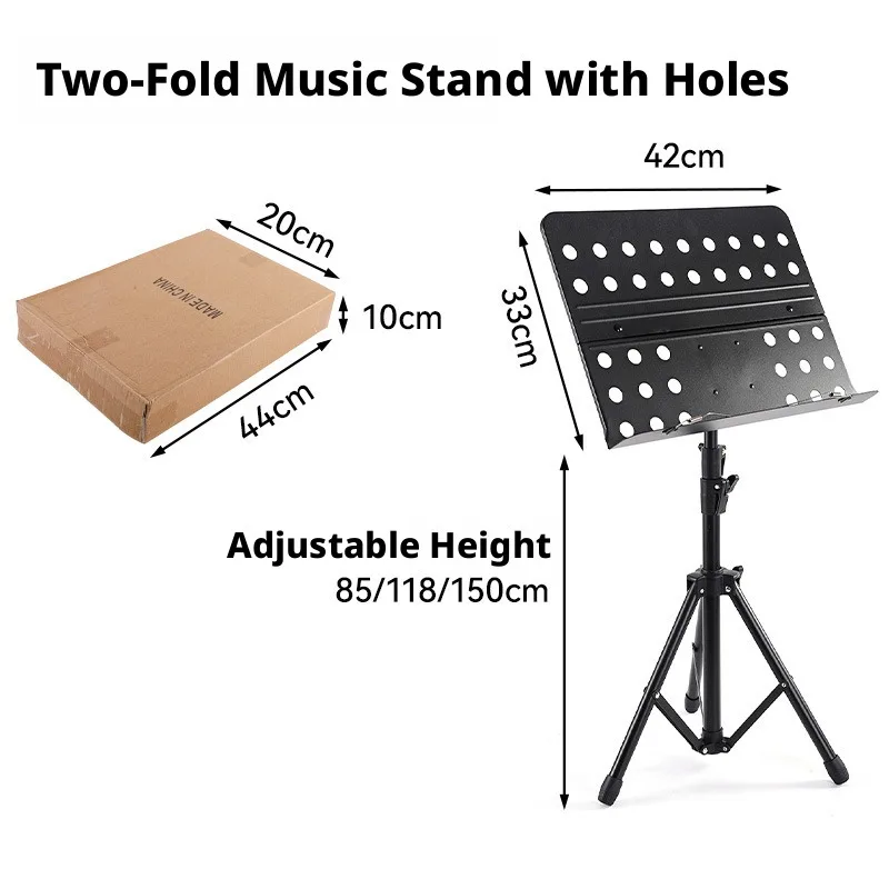 Foldable Height Adjustable Music Sheet Stand Lightweight Study Book Holder for Musicians