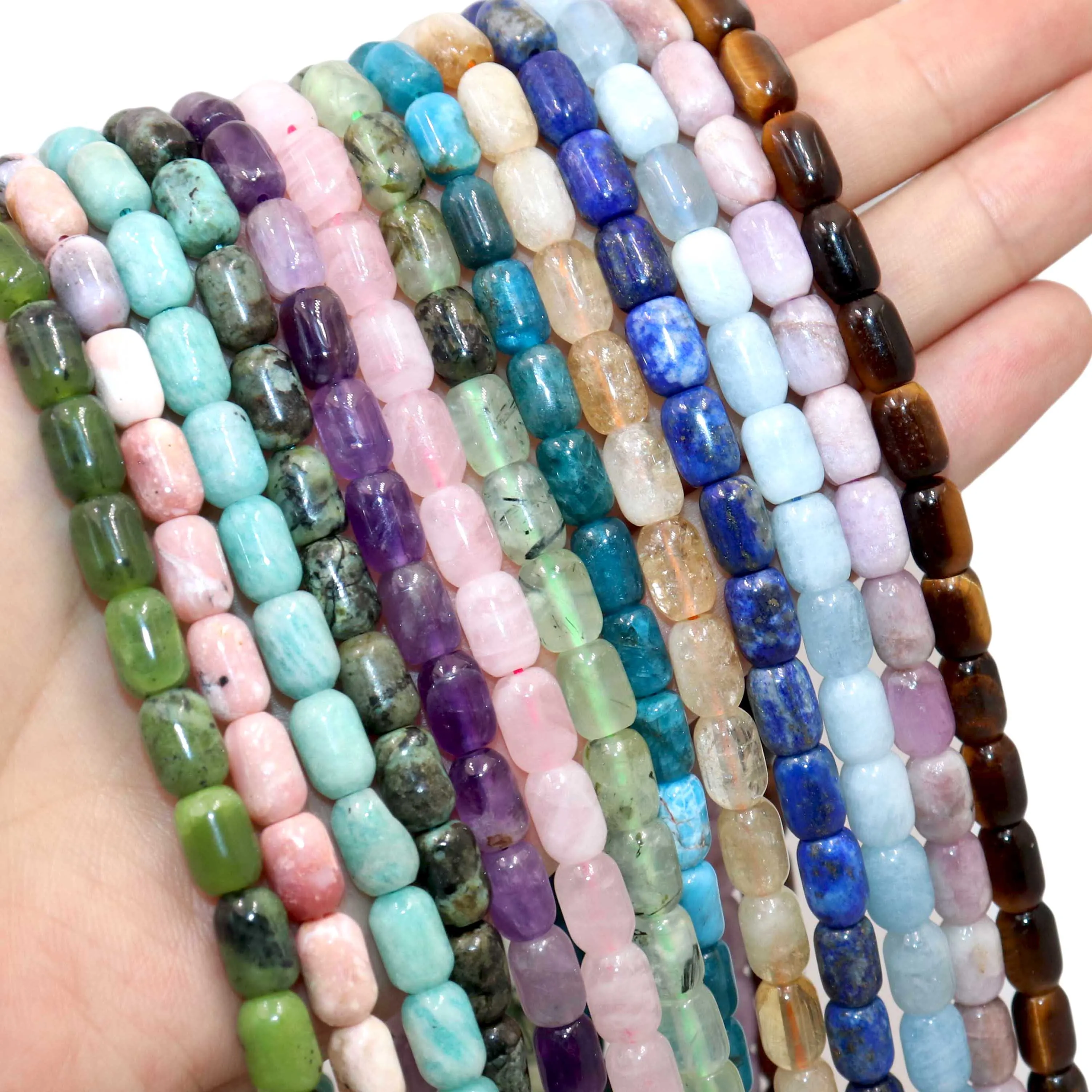 6x9MM Natural Citrines Amethysts Lapis Lazuli Stone Drum Barrel Loose Spacer Beads For Jewelry Making DIY Bracelet Accessories