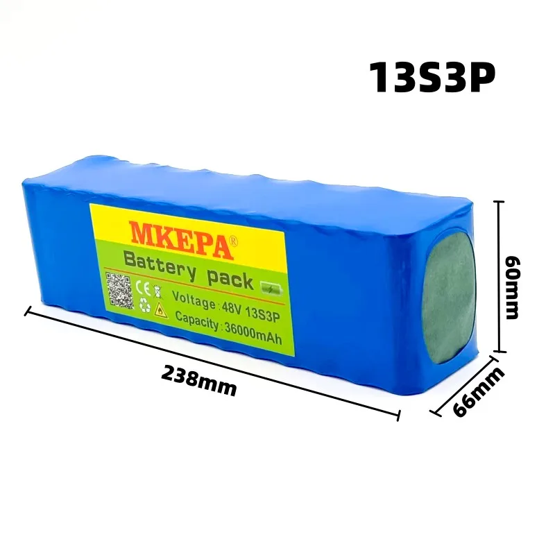 13S3P 48V 36000mAh  Lithium-ion Battery Pack with 1000W BMS for 54.6V