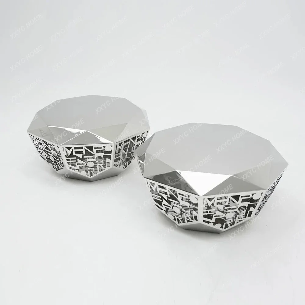 LStainless steel diamond coffee table high-end customized model house villa living room metal coffee table