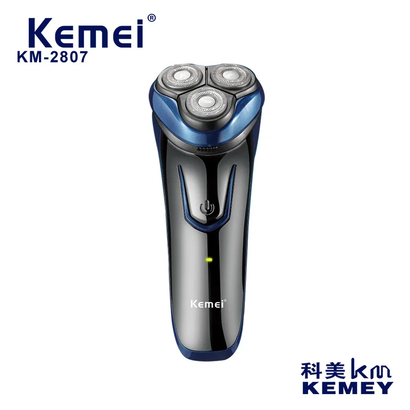 

Kemei KM-2807 Top Sale Wet And Dry 3 Head Electric Shavers Rechargeable Men's Shaving Cordless Rotary Wet Dry Shaver