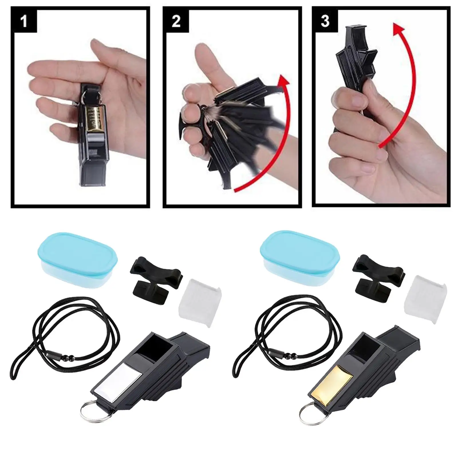 Apito com cordão, som alto com caixa de armazenamento, equipamento de treinamento esportivo, apito para cães para emergência