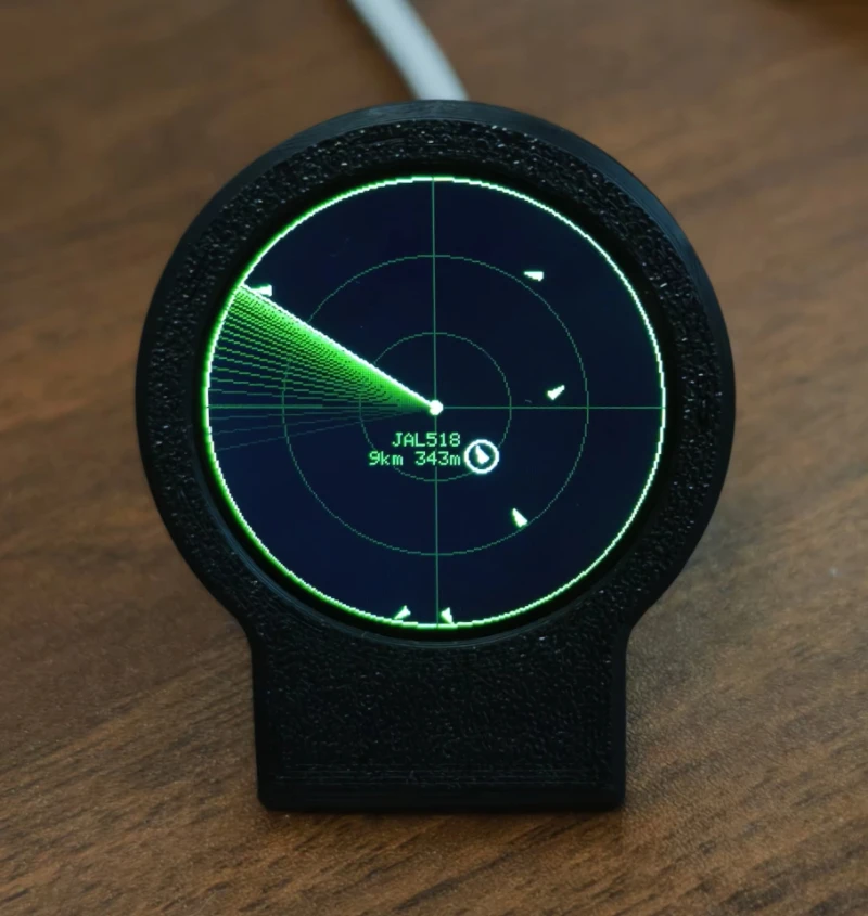 USB‑C Deskradar Live ADS‑B Flight Tracker Gadget Sonar‑Grid Display 3D‑Printed Shell Aviation Desktop Ornament For Enthusiasts