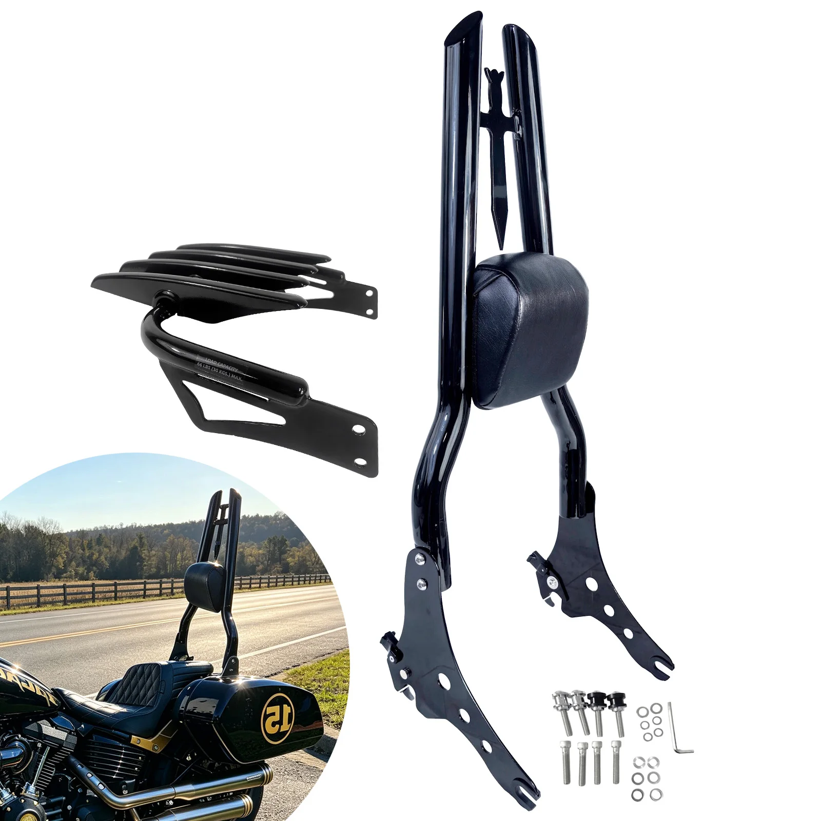 Detachable Motorcycle Backrest Sissy Bar For Harley 18-26 Softail Sport Glide FLSB Low Rider S ST FXLR FXLRS Passenger Sissybar
