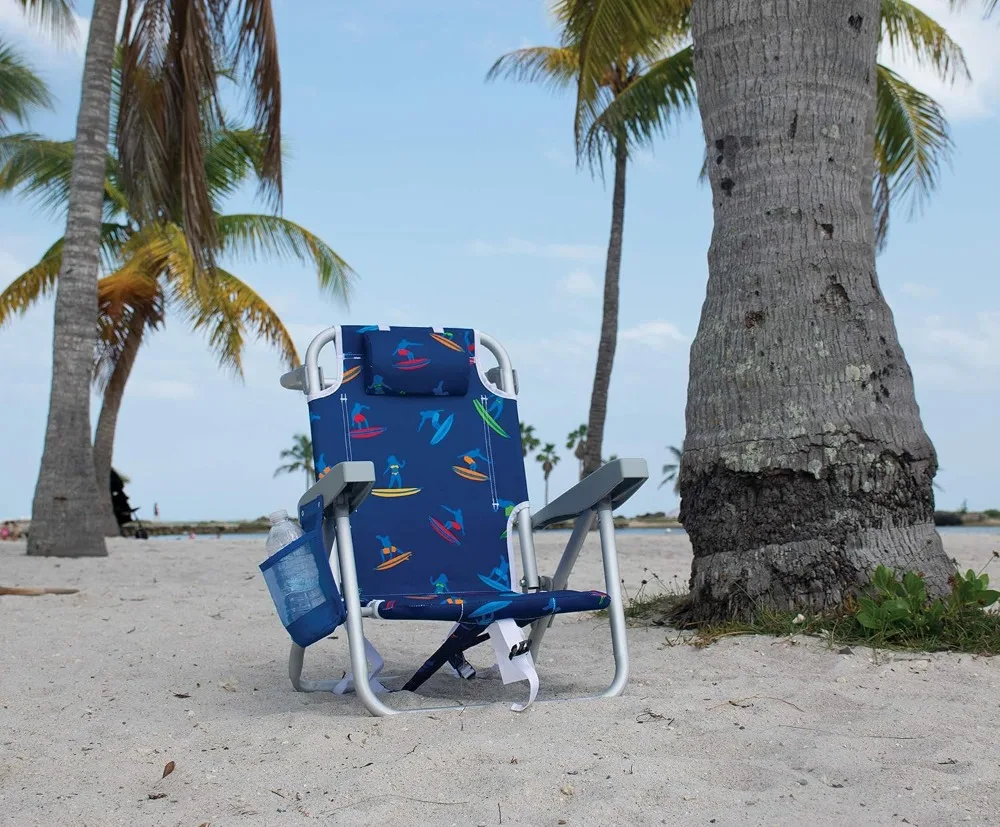 

Kids 5-Position Lay Flat Backpack Folding Beach Chair with Storage Pouch, Lightweight Portable for Children Outdoor