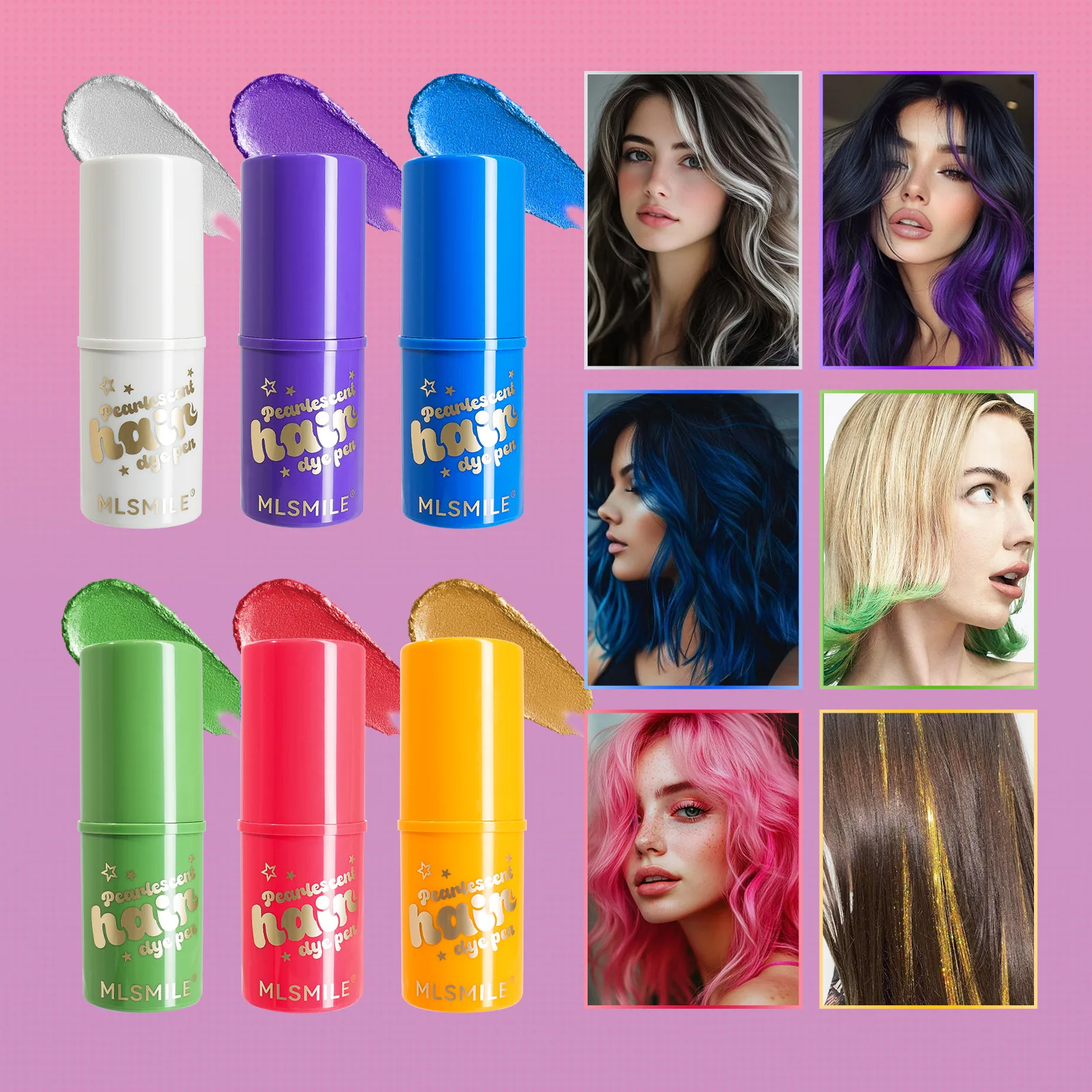 Pearlescent Hair Dye Pen Hair Color Hair Dye Comb Longlasting Easy to Wash Colorful Hair Dye Stick Disposable Hair Dye Stick