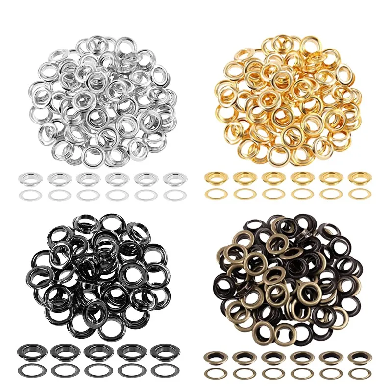 120Sets Eyelet Grommet and Eyelet Punch Die Tool Kit Hollow Rivet Eye Button for Belt Clothing Canvas Curtains Shoes Tent