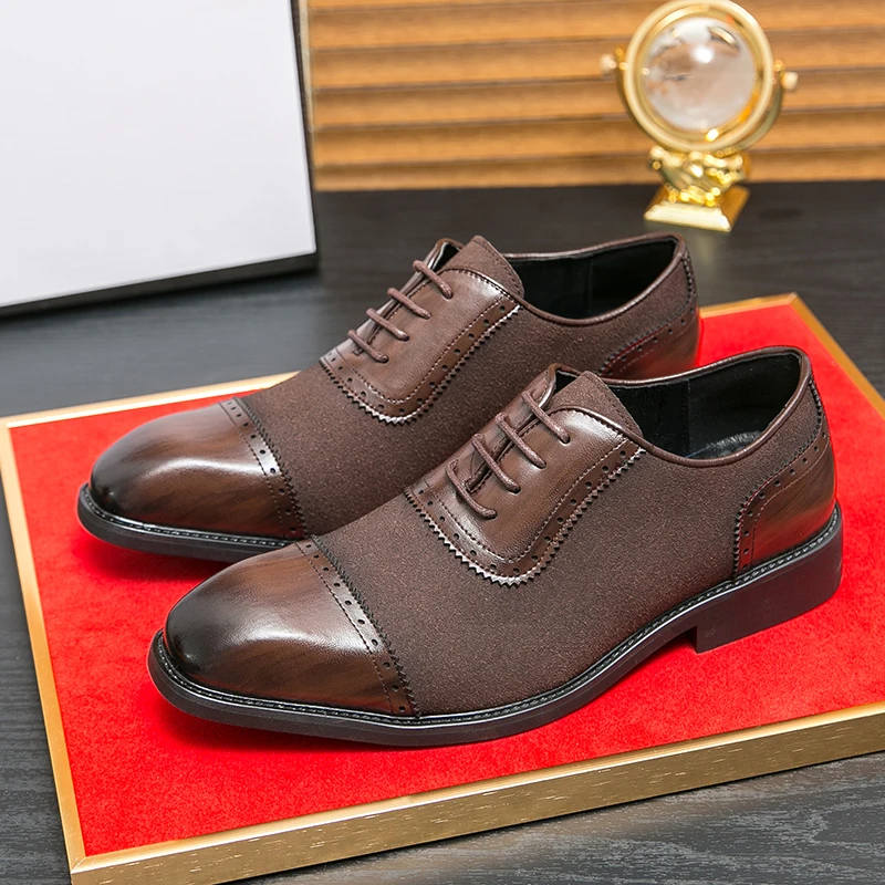 

Patchwork Designer Style Oxfords Dress Shoes for Men New Business Casual Shoes Lace-up Leather Shoes for Men Wedding Party Shoes