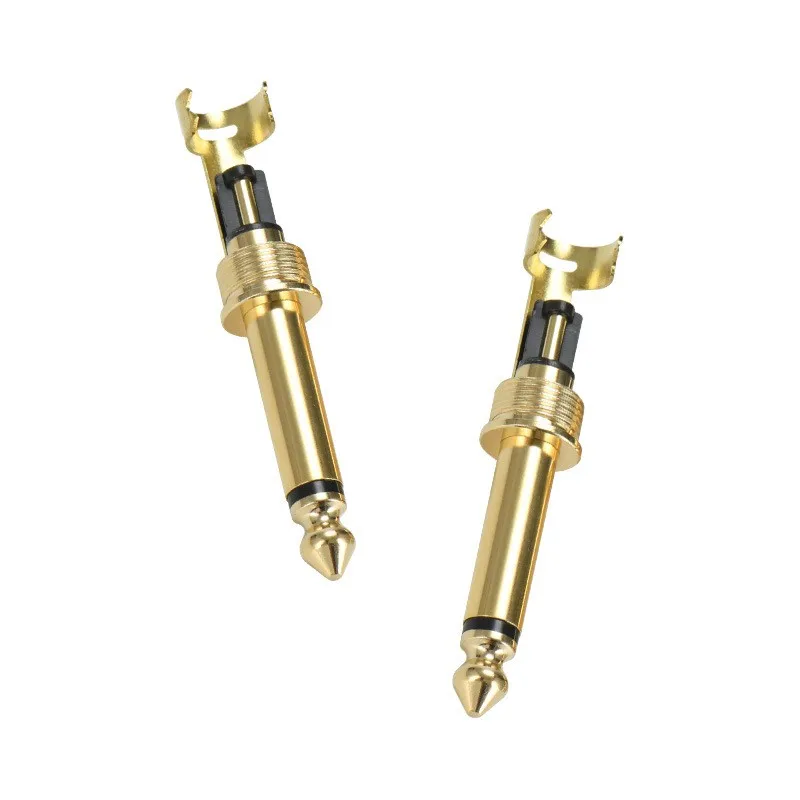 10 peças 6.35mm mono pino ts macho 1/4 Polegada oxigênio livre cobre vermelho plugue de áudio sem perdas qualidade de som 57l para reparo diy cabo de áudio