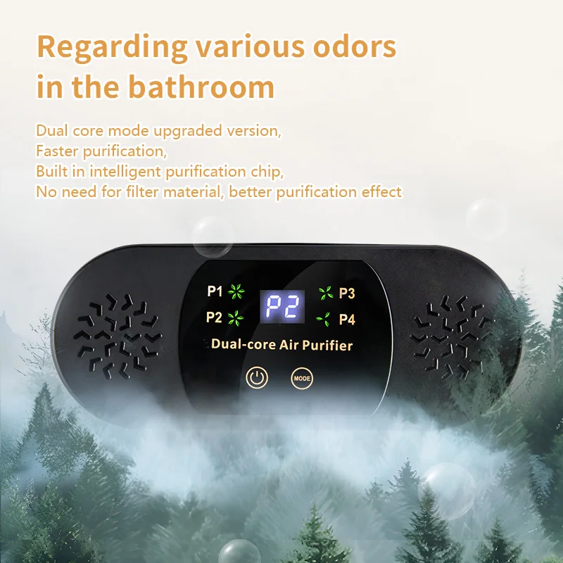 3-in-1 Toilet Air Purifier with OLED Display, Bathroom Odor Neutralizer, Ion Generator Air Cleaner for Toilet, Washbasin & Sewer
