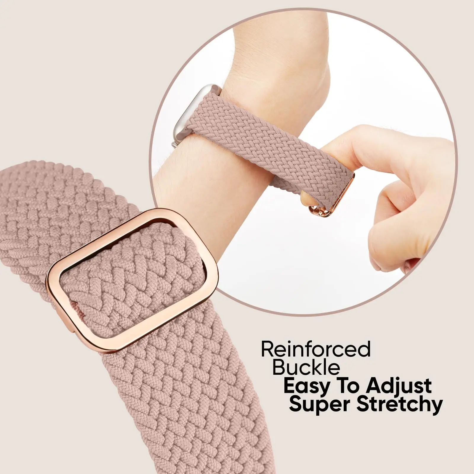 ٥ أربطة ساعة أبل المنسوجة (٣٨-٤٩ مم) - تصميم حلقة منفردة بنسيج قطني مرن | متوافق مع جميع السلسلات ١-١٠/SE/Ultra