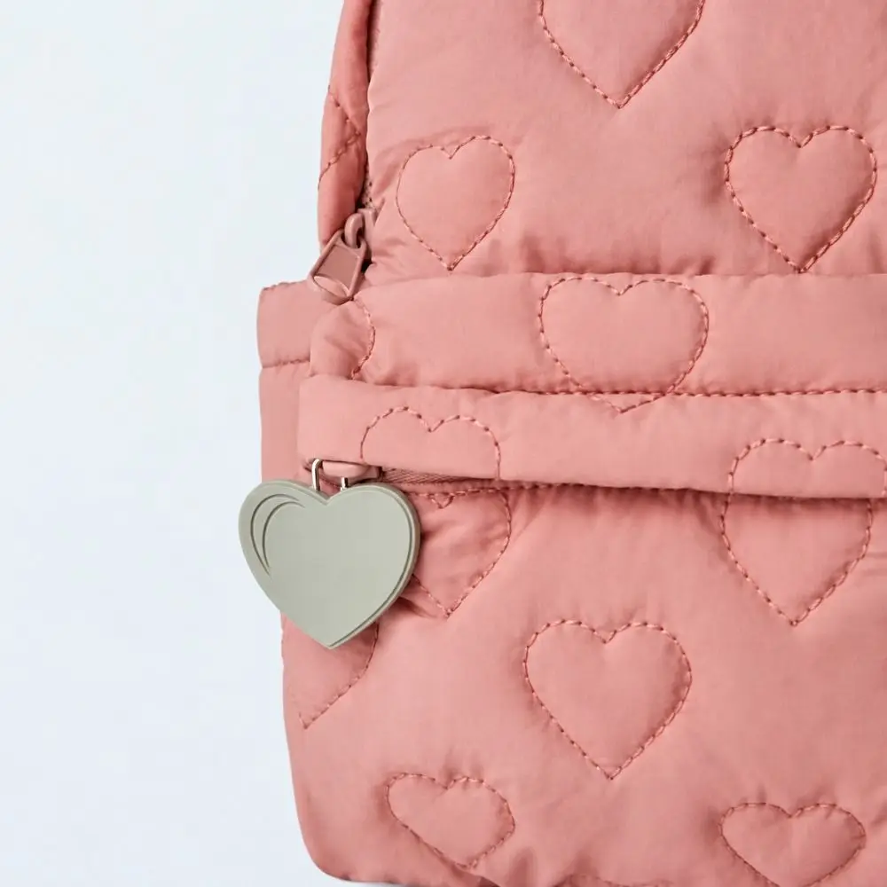 New Multi Compartment Embroidered Heart Backpack Embroidered Heart Lightweight Casual Backpack Padded Small Backpack Daily Use
