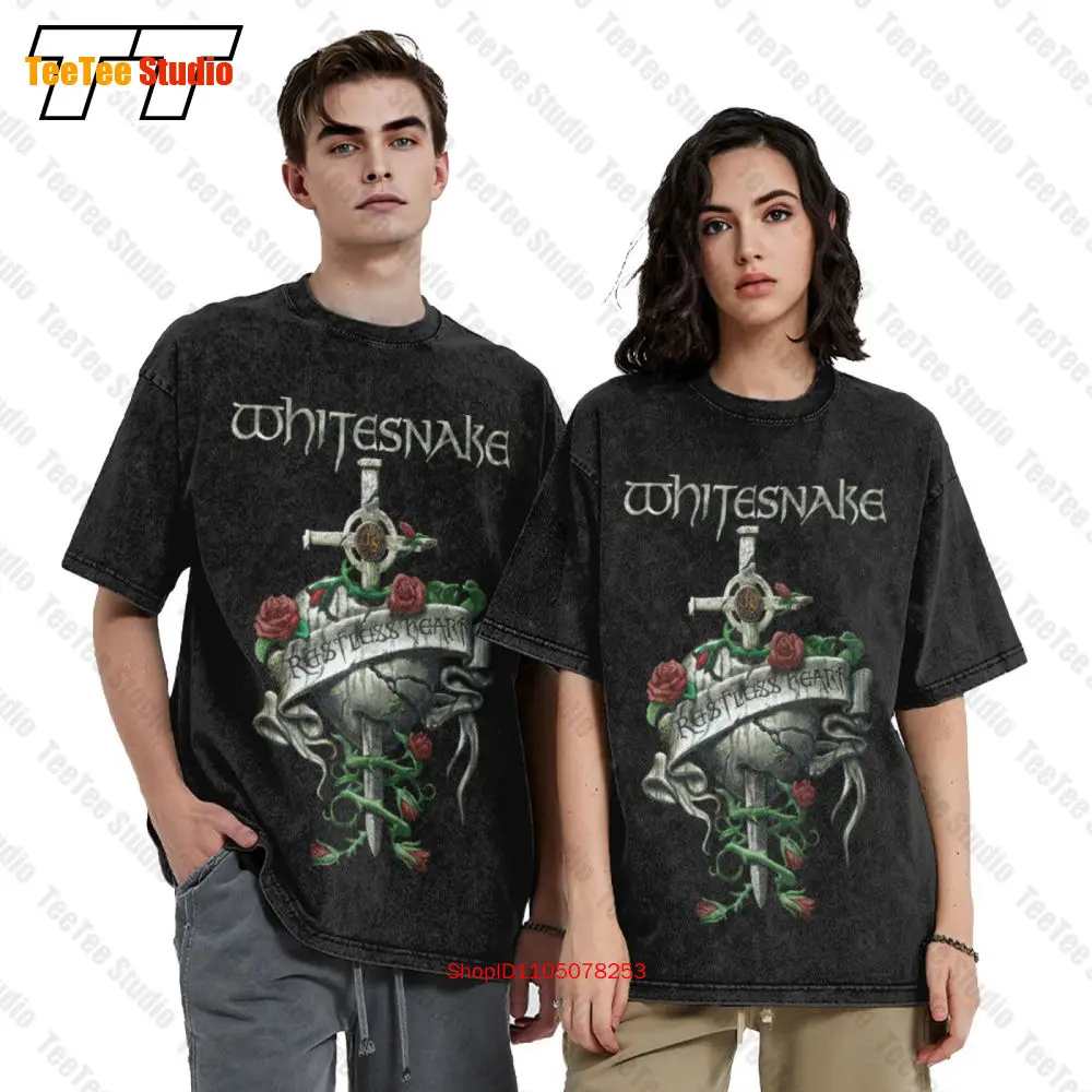تي شيرت Whitesnake Restless Heart David Coverdale Vintage كبير الحجم 10QY