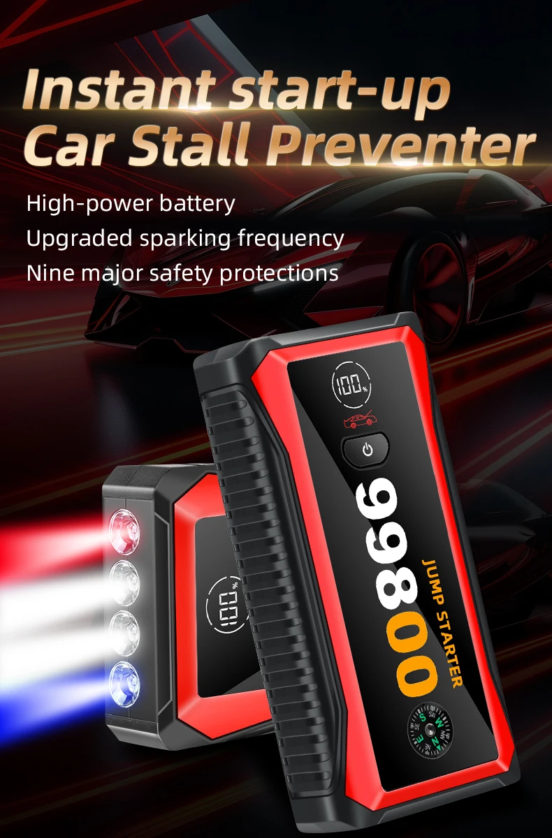 1000A Portable Car Jump Starter With Tyre Inflator Jump Starter Power Bank With Air Compressor Car Jump Starter With Air Pump