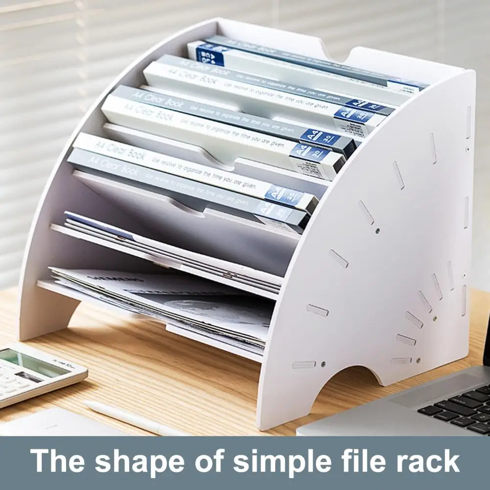 1 Set File Storage Rack Multi-layer Vertical Office Desktop Folder Organizer with Phone Holder for Home