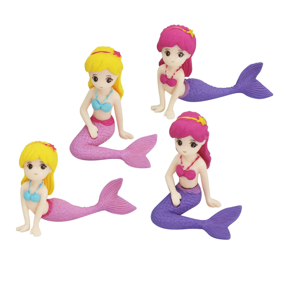 4 Pcs Mermaid Cake Pan Wedding Decor Lovely Topper Baking Ornament Inserted Cards