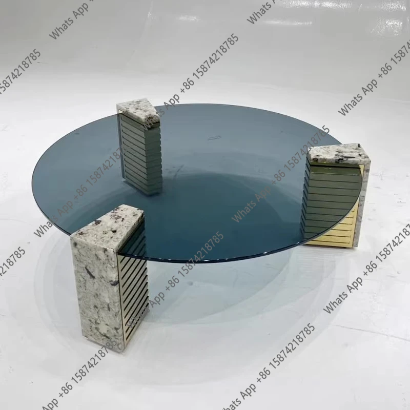 Zx Simple Modern Light Luxury Designer Creative Fashion Open Roll Texture Marble Coffee Table Round Customization
