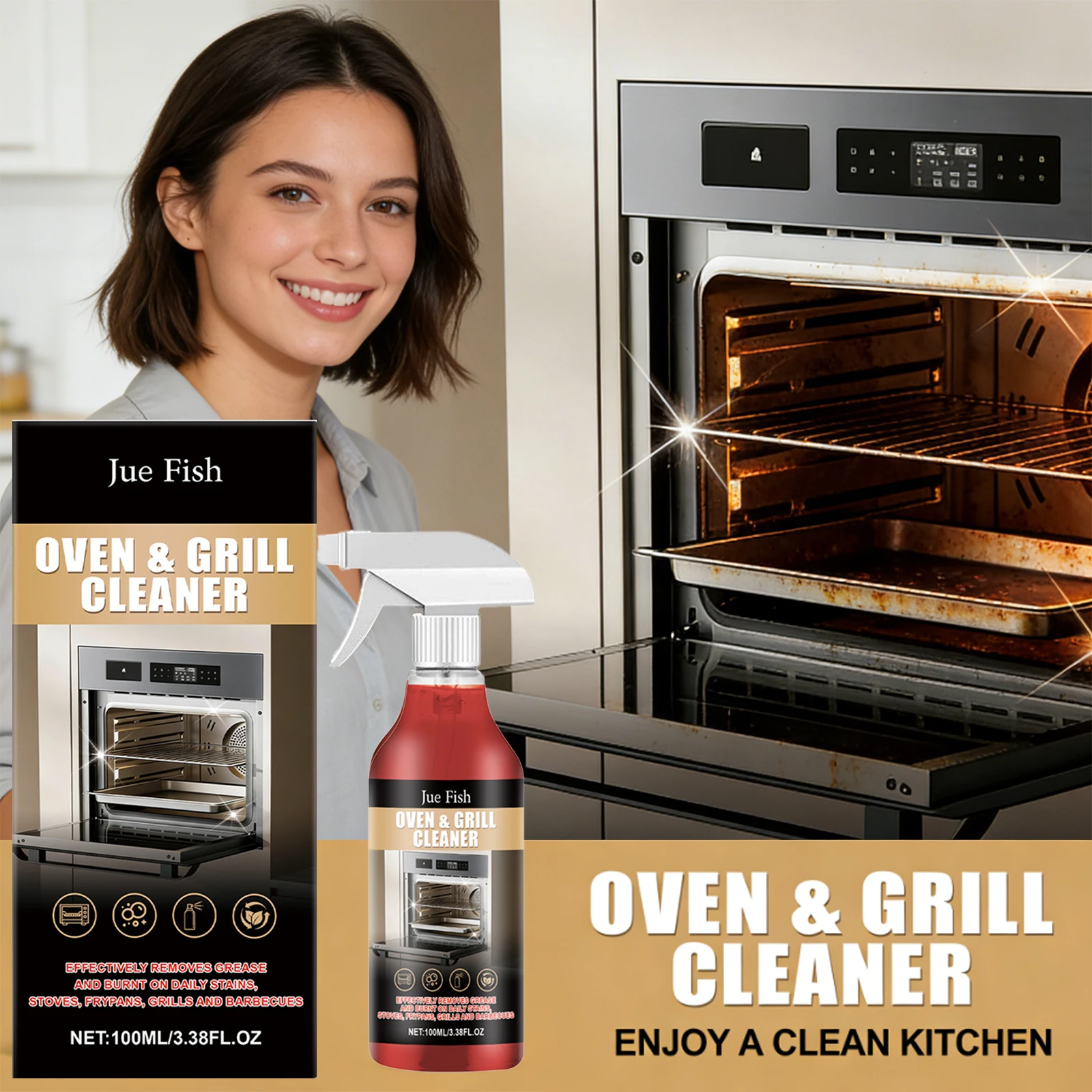 

Stove Oven Cleaner Rapidly DecomposING Stubborn Oil Stains Remove Food Residue Refreshing Eliminate Odors Kitchen Cleaning Agent