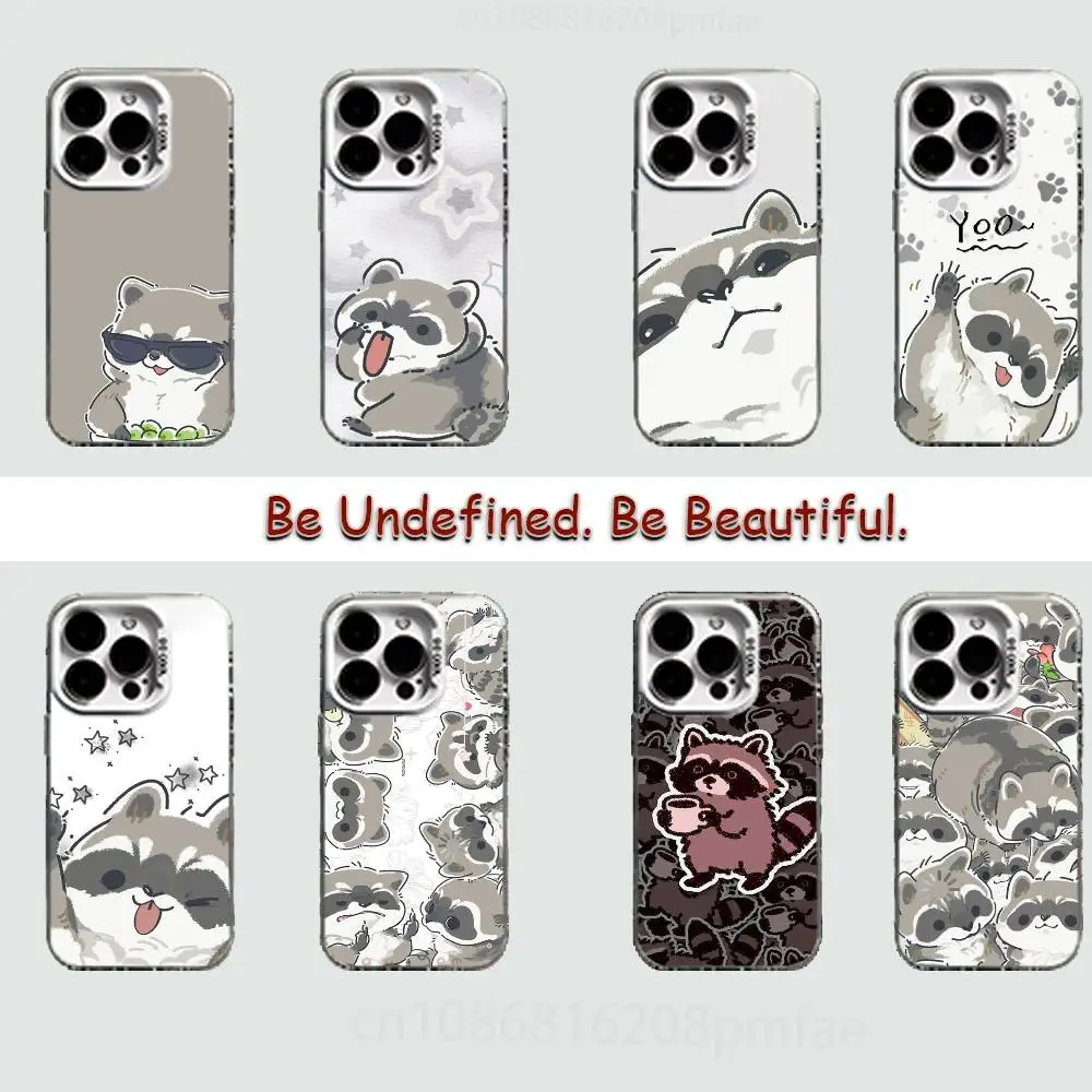 

Cute Little Animal Raccoon Hard Phone Case for IPhone 17 16 15 14 13 12 11 Pro Max Plus16E X XR XS Max shockproof Full Cover