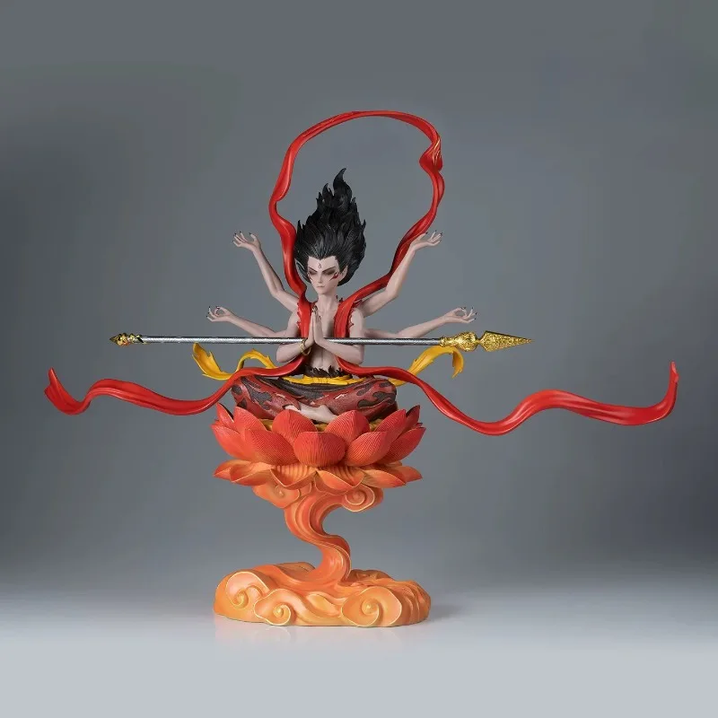 Fire lotus six-armed Nezha, tide play copper ornament periphery
