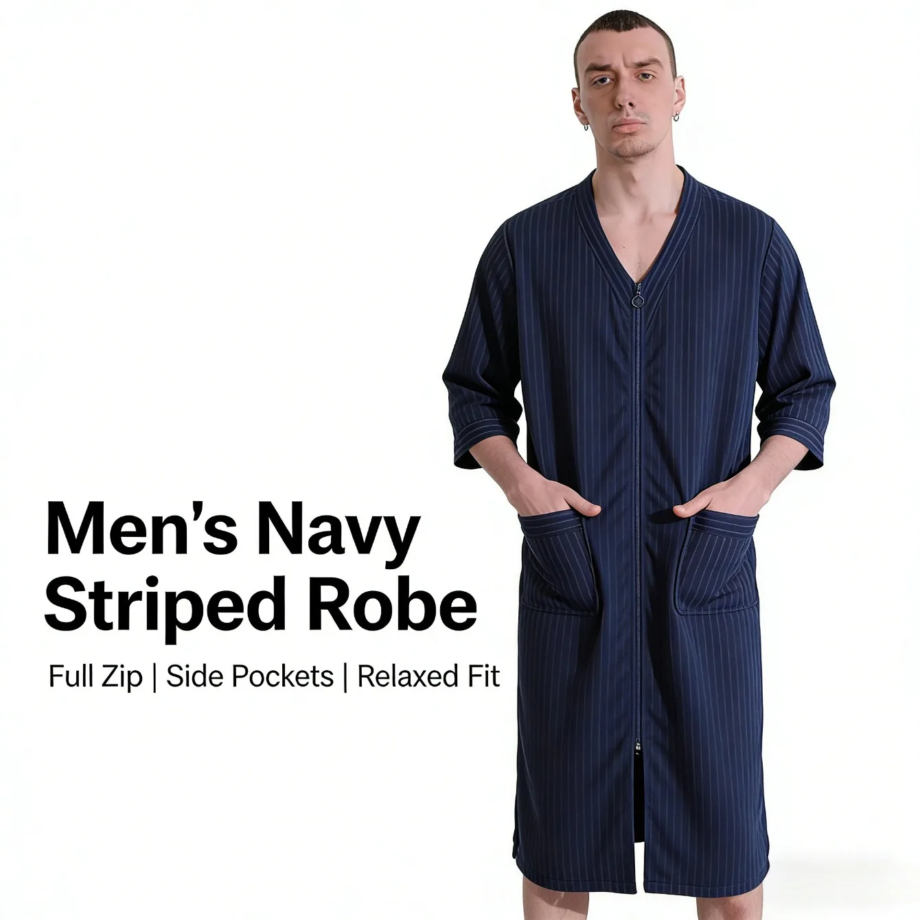 

Модный мужской халат на молнии, тонкая цельная ночная рубашка, мягкая и кожа, приятный новый выбор для домашней пижамы