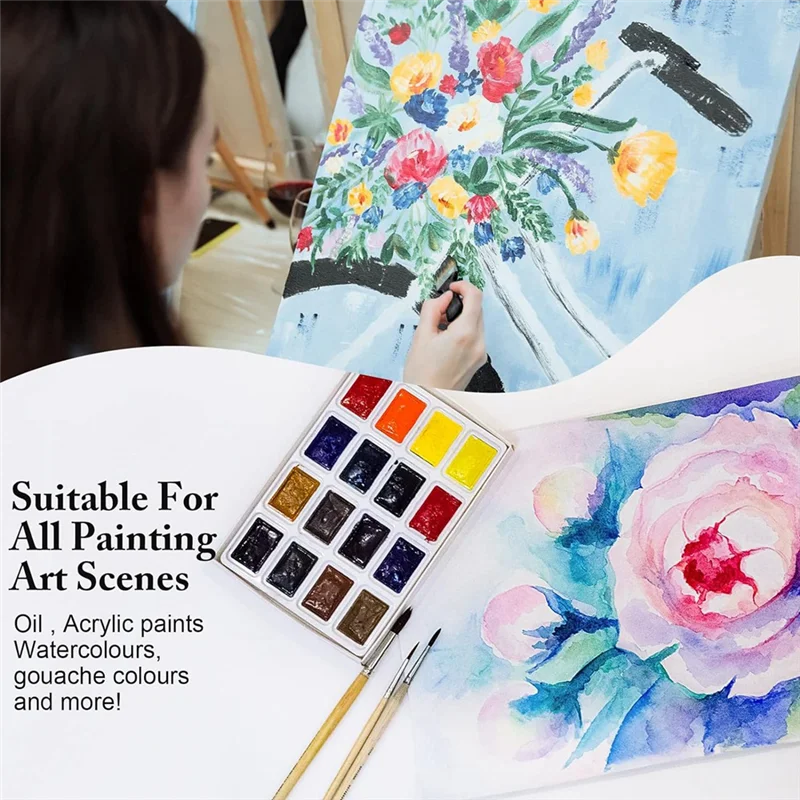 32Pcs Paint Brushes Kit For Acrylic Painting,Premium Nylon Bristles With Round, Filbert, Flat, Fan, Angle, Fine Detail Brush Kit