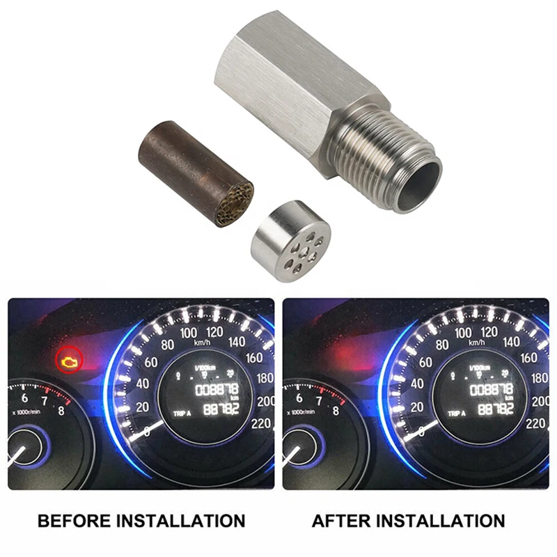 1 pz adattatore sensore di ossigeno controllo auto motore luce Fix maglia catalitica ossigeno O2 sensore distanziatore adattatore Mini convertitore