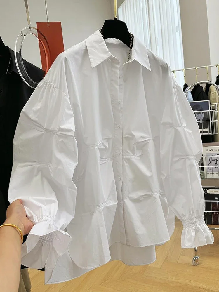 

Niche Shirt For Women 2025 Autumn New Turn-down Collar Long Sleeve Blouses Casual Loose Single-breasted Tops ZT135