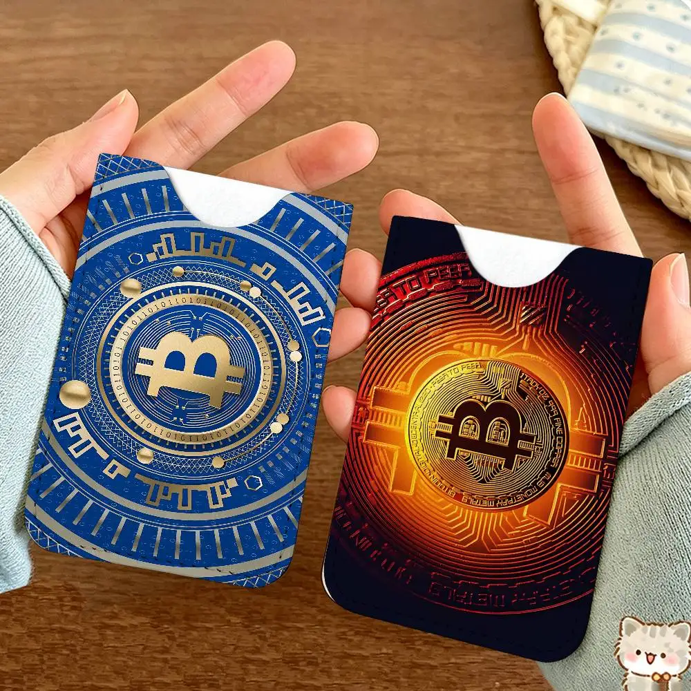 Popular Logo Bitcoin Ultra Slim Men Leather Mini Wallet Lightweight Credit Bus ID Card Holder Case for Daily Business Use