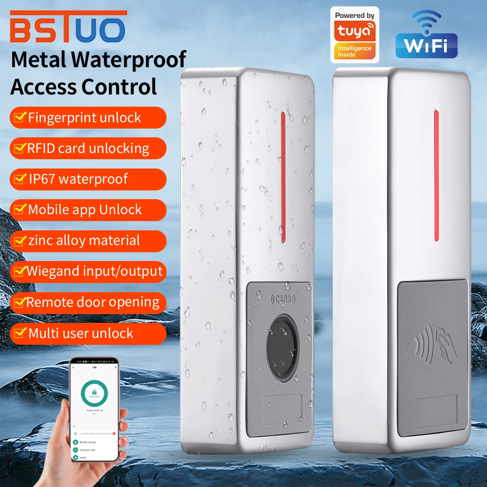 

Support Tuya APP Smart IP67 Waterproof Access Control All-in-one Machine RFID Card Reader 125KHz/13.56MHz WiFi Remote Door Open