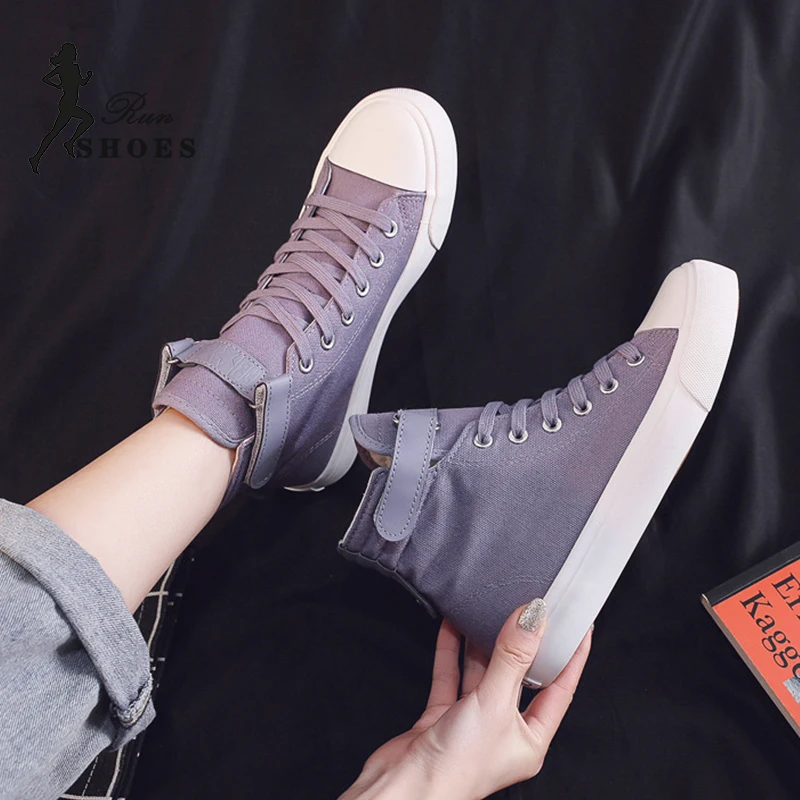 Women High Top Casual Shoes 2024 Spring Summer Nonslip Sneakers School Student Flat Canvas Shoes Sports Ladies Footwear 35-40