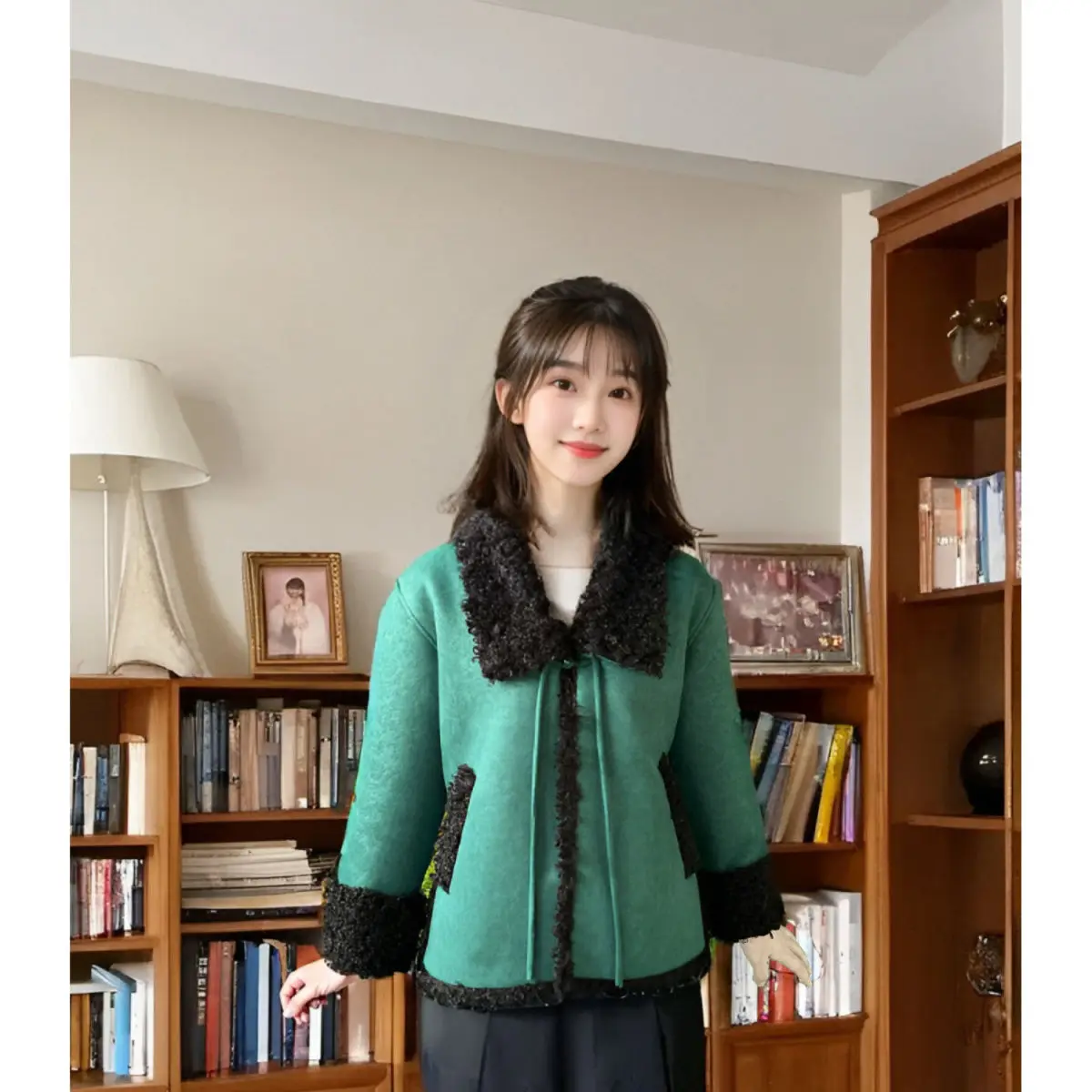 

2024 new Tibetan clothing plush collar lamb wool cotton-padded clothes women's