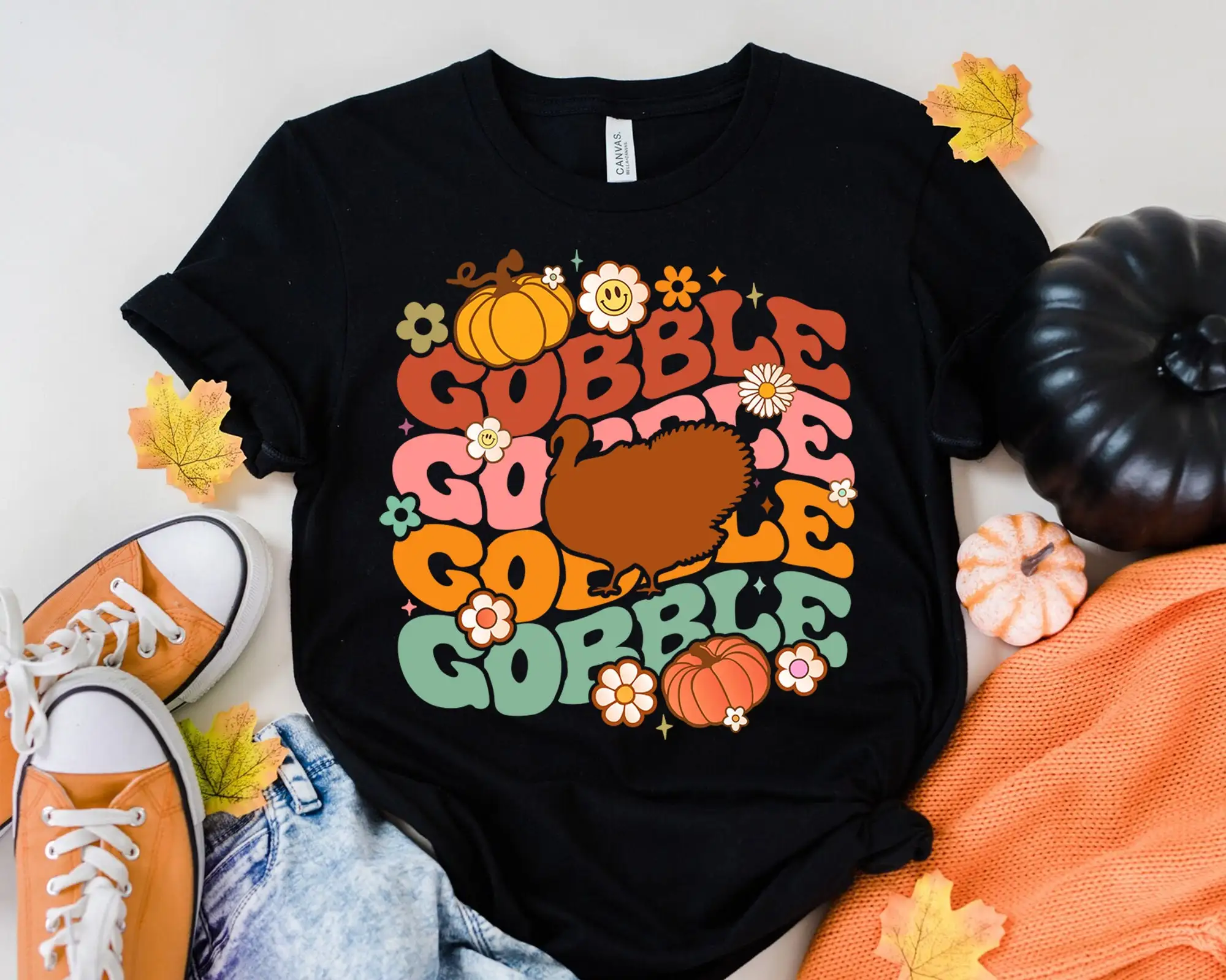 Gobble T Shirt Funny Cute Turkey Face Family Thanksgiving For Women Mom