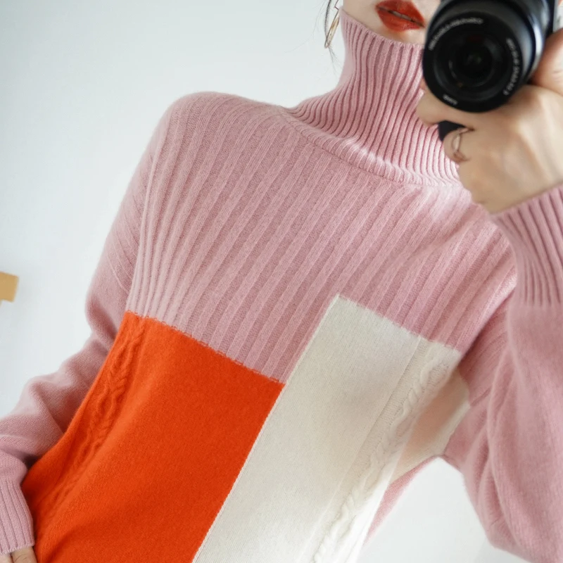 wool sweaters for women multicolor 220g Pullover long sleeve tops Women's sweater Jersey korean fashion 100% Pure Wool 2022 Sale