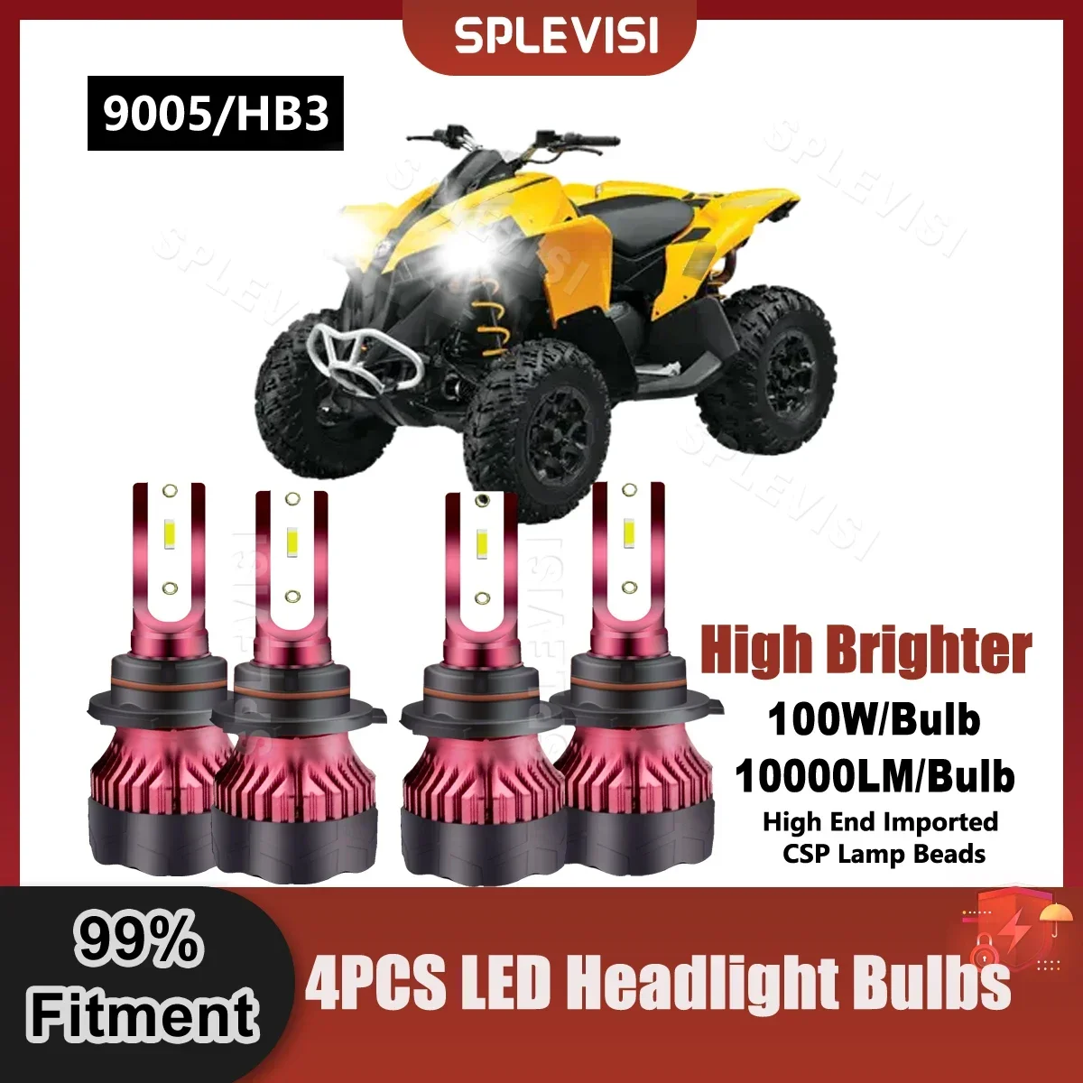 2 Pair LED Headlight 9005/HB3 Bulbs 10000LM/Pair ATV For Can-Am Renegade 500 2008 2009 2010 2011 2012 2013 2014 2015 Front Light