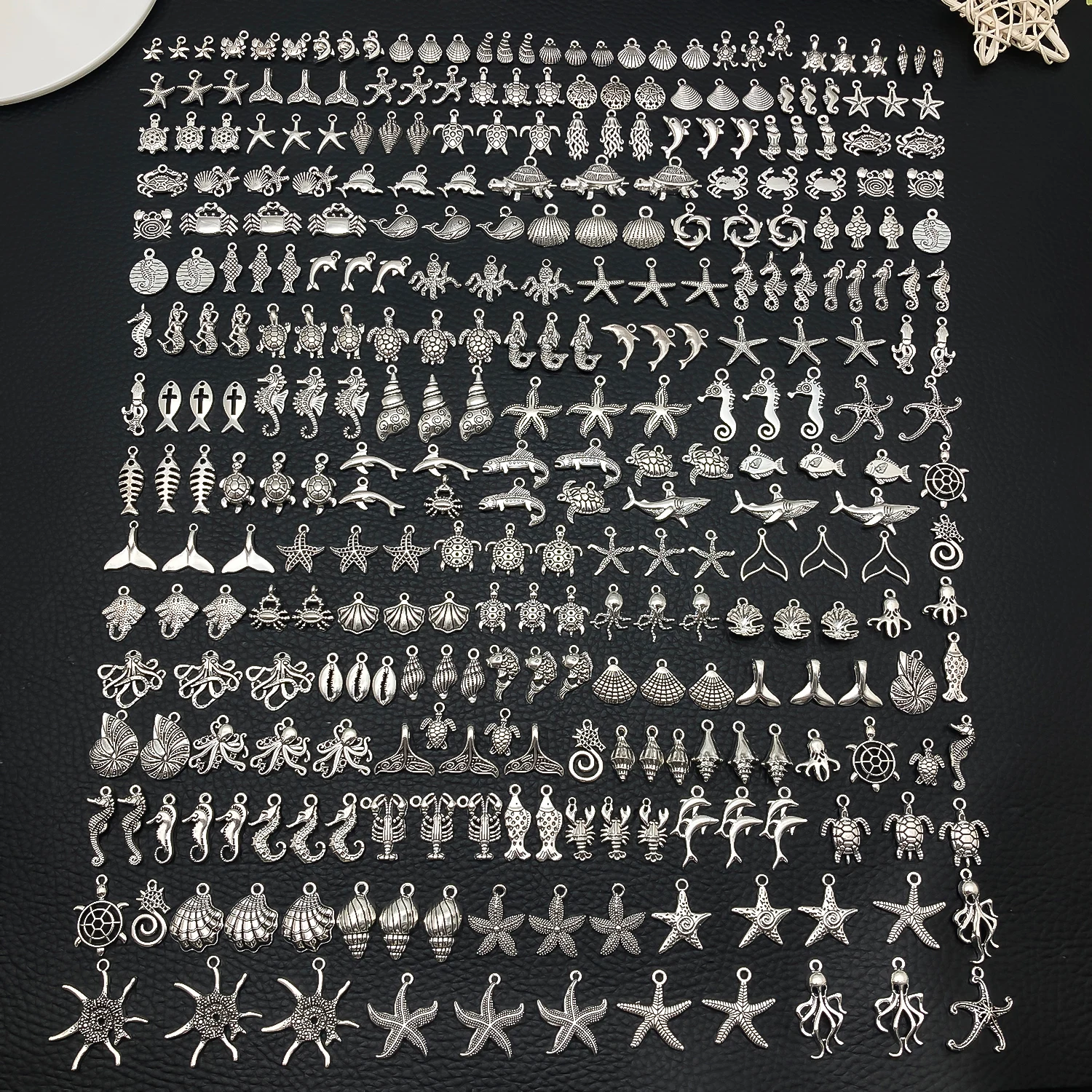 Mystic Ocean Charm Collection (20/50/100pcs) - Nautical DIY Jewelry Supplies in Aged Silver Finish - view 5