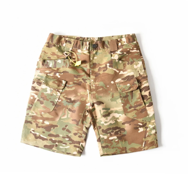2025 Summer New American Retro Woven Camouflage Cargo Shorts Men's 100% Cotton Washed Multi-Pocket Casual Straight 5-point Pants
