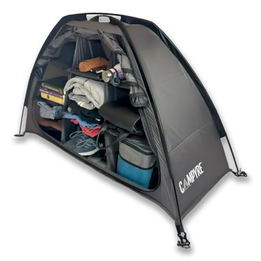Tent and RV Camping Organizer with Zippered Flap, 9-Shelf Storage. RV Shoe Organizer, Dining Tent Organizer. Organize Any Other