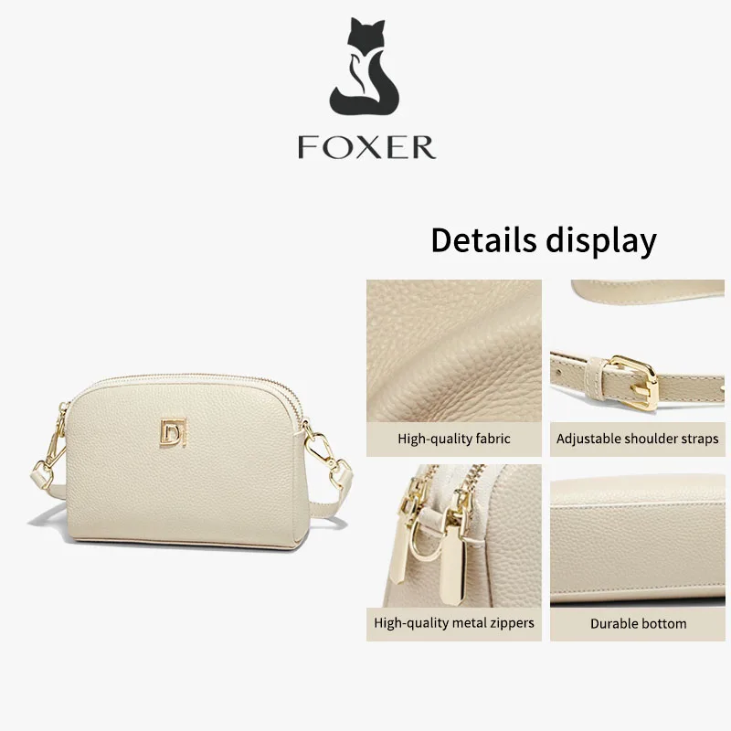 FOXER Lady's Shoulder Bag Genuine Leather Casual Crossbody Bag Solid High Quality Commute Mother's Day Gift image 4