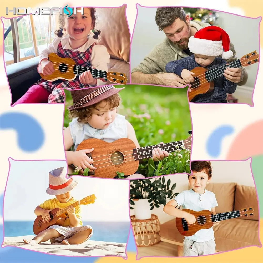 Brinquedo de guitarra infantil ukulele de 35cm pode ser usado para jogar instrumentos elementares com pás simulando brinquedos musicais yukrili