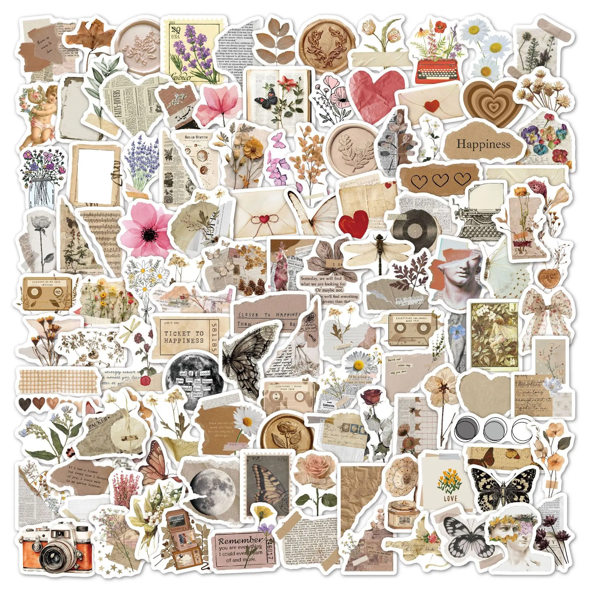 

120pcs/240pcs Retro stickers, European and American art waterproof decoration, laptop, skateboard, suitcase stickers