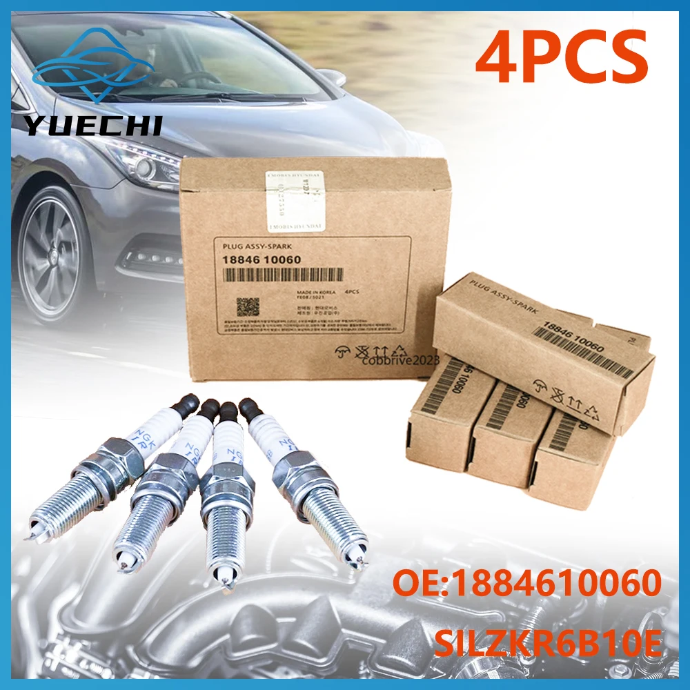 4pcs 18846-10060 SILZKR6B10E Iridium Spark Plug For Hyundai I30 IX35 IX40 Kia Rio Soul Accent Veloster Solaris 1884610060