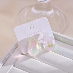 Waterdrop Acrylic UV AB Dazzling Illusory Color Transparent Smooth Stud Earrings for Women Punk Geometry Party Jewelry Gift