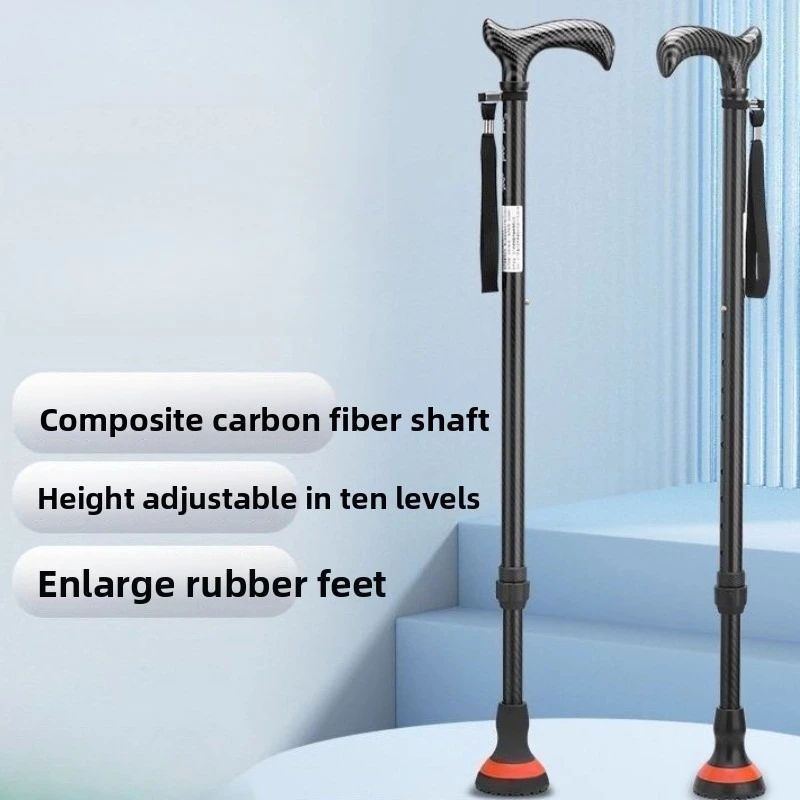 Ultra-light Carbon Fiber Telescopic Cane, Hiking Pole, Walking Stick, Assisting Walking During Hiking, Anti-slip and Fall-proof